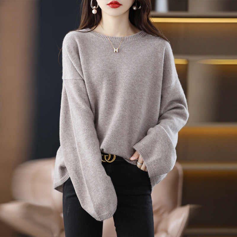 Street-wave Cozy Oversized Knit Sweater for Women With Wide Fit and Long Sleeves