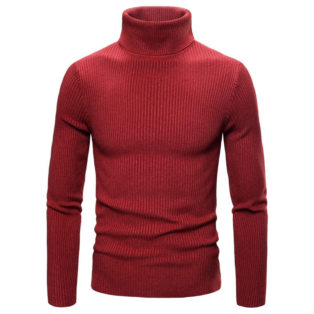 Mens Ribbed Turtleneck Knit Sweater Street-Wave Breathable Cotton Comfort For Men Everyday Style