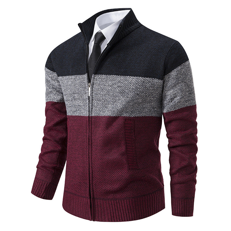 Streetwave Mens Knit Cardigan With High Collar Zip Front For Stylish Comfort And Versatility