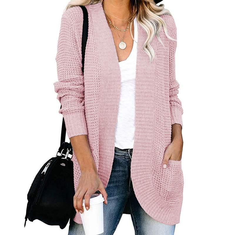 Women Street-Wave Cardigan With Airy Mesh Knit And Practical Pockets Elegant Lightweight Layer