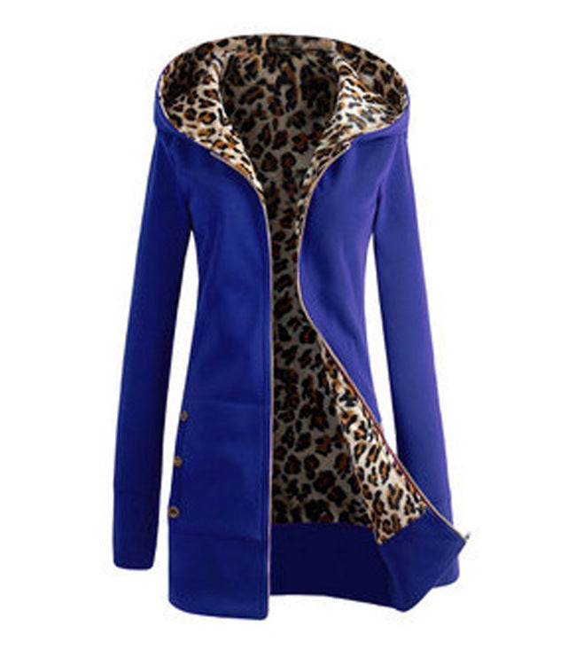 Street Wave Women Leopard Print Hoodie Jacket With Leopard Fleece Lining For Comfort