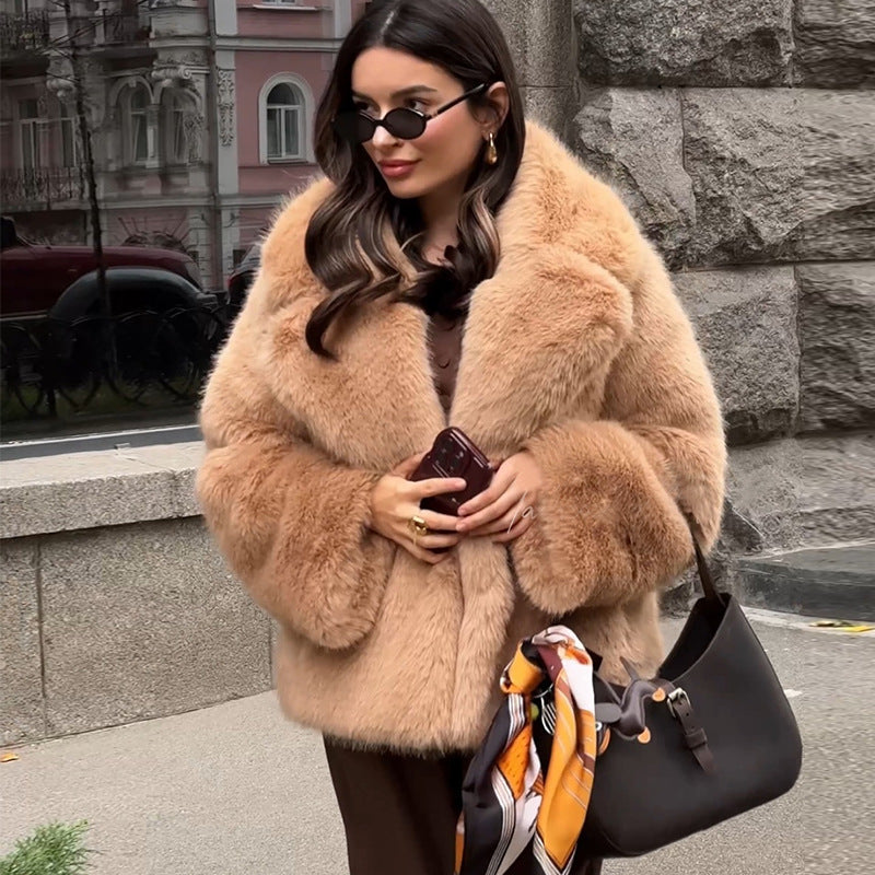 Street Wave Womens Oversized Fur Coat With Soft Lining For Warmth And Chic Style