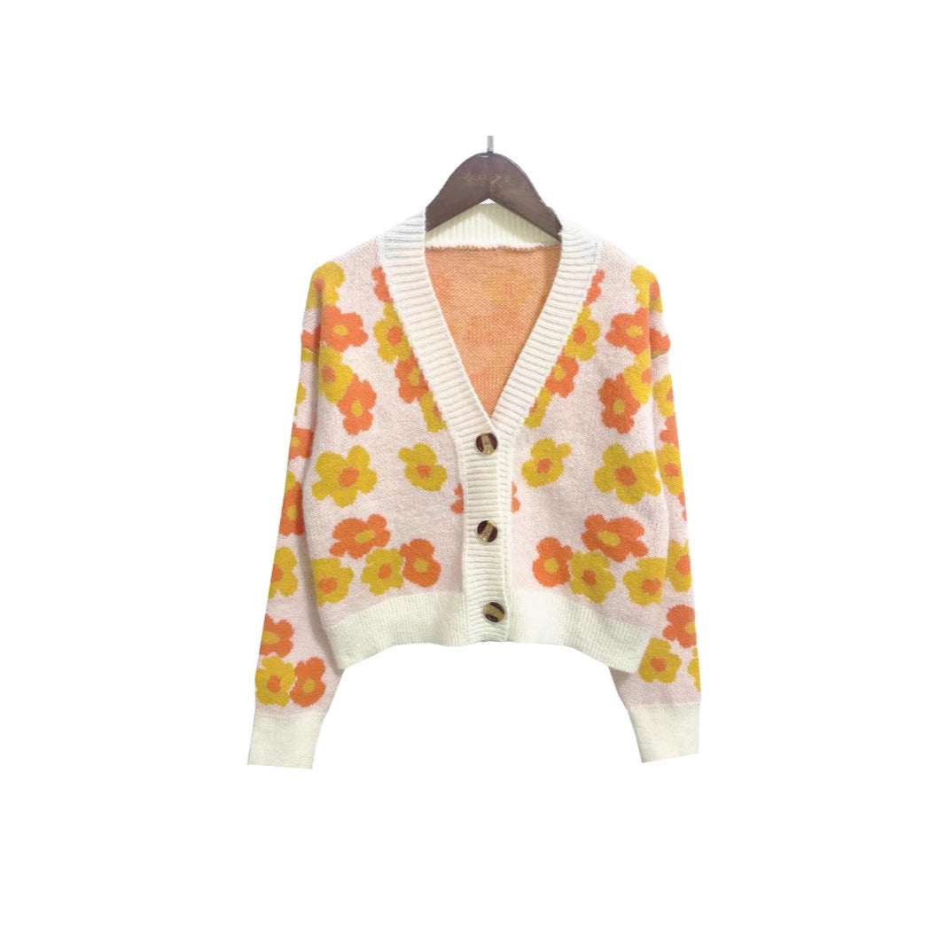 Floral Cardigan For Women By Streetwave Chic Vibrant Button Front Knit With Colorful Flowers