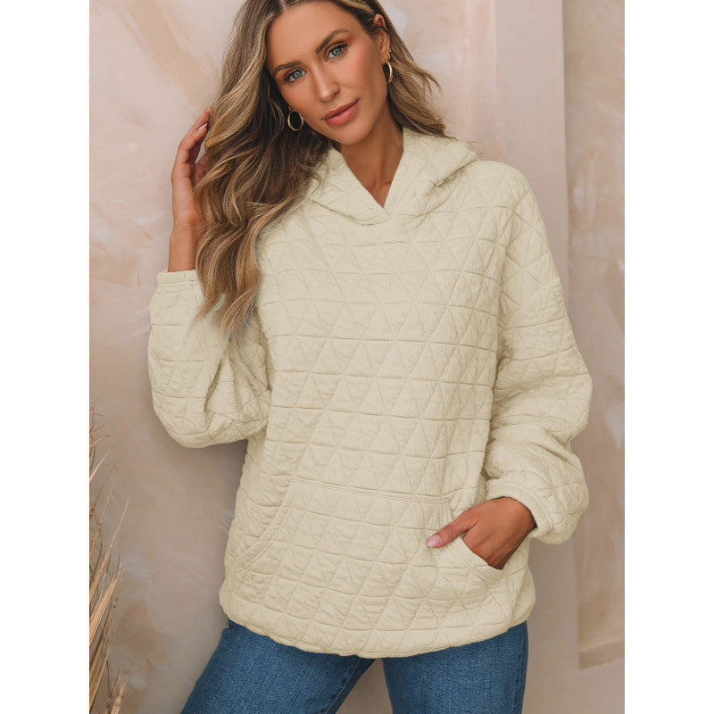 Street-Wave Women's Quilted Hoodie With Pockets Cozy Warm