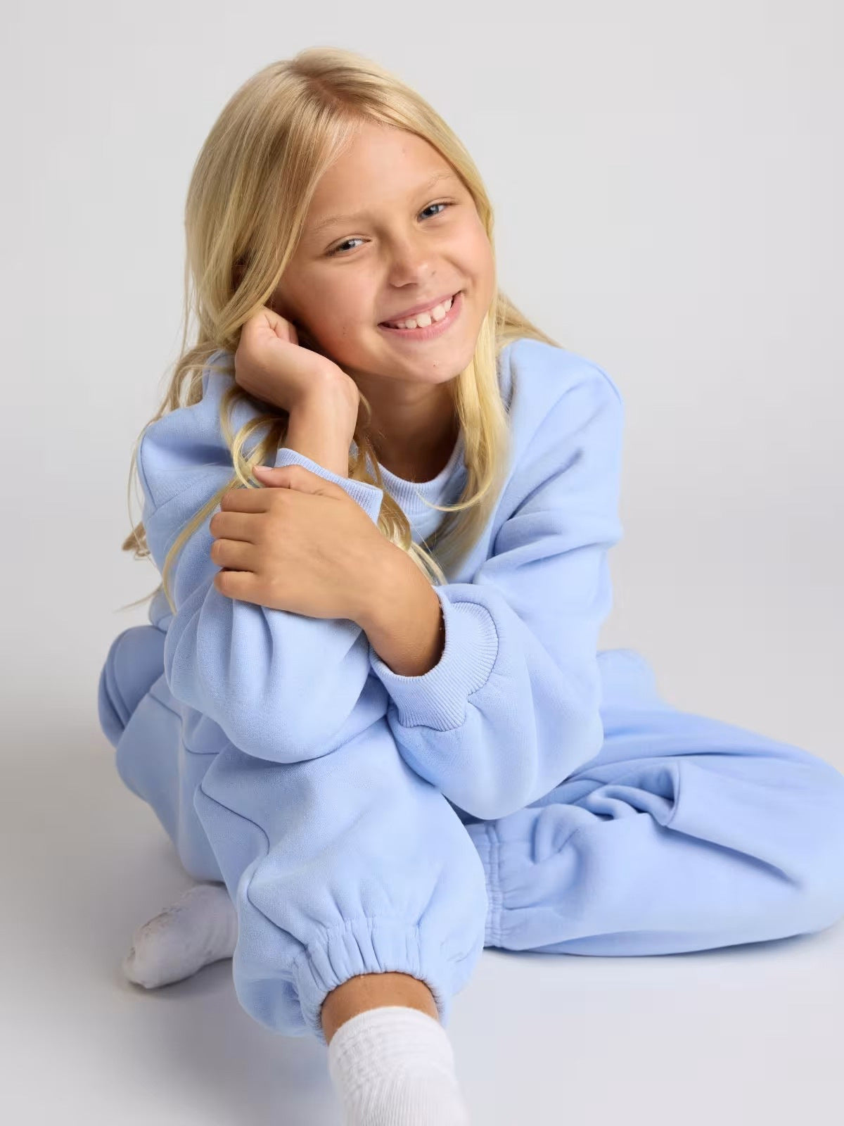 Street Wave Womens Cozy Light Blue Sweatshirt And Jogger Set For Loungewear Comfort With Premium Soft Fabric