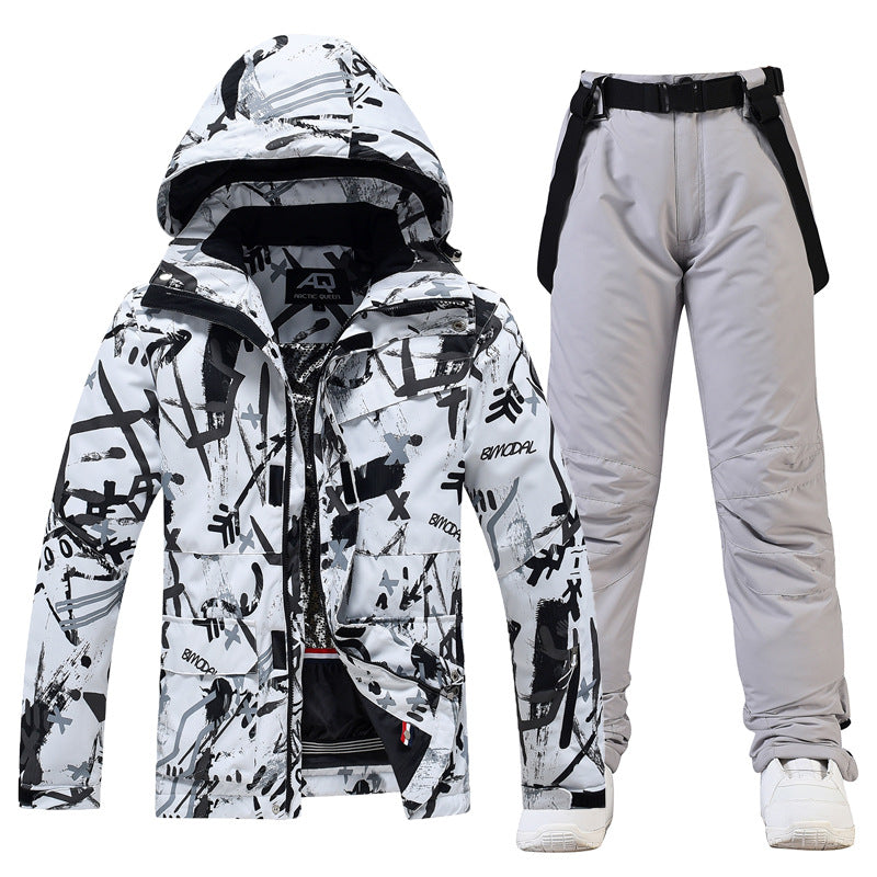 Street-Wave Mens Ski Suit Premium Water-Resistant Two-Piece Hooded Jacket