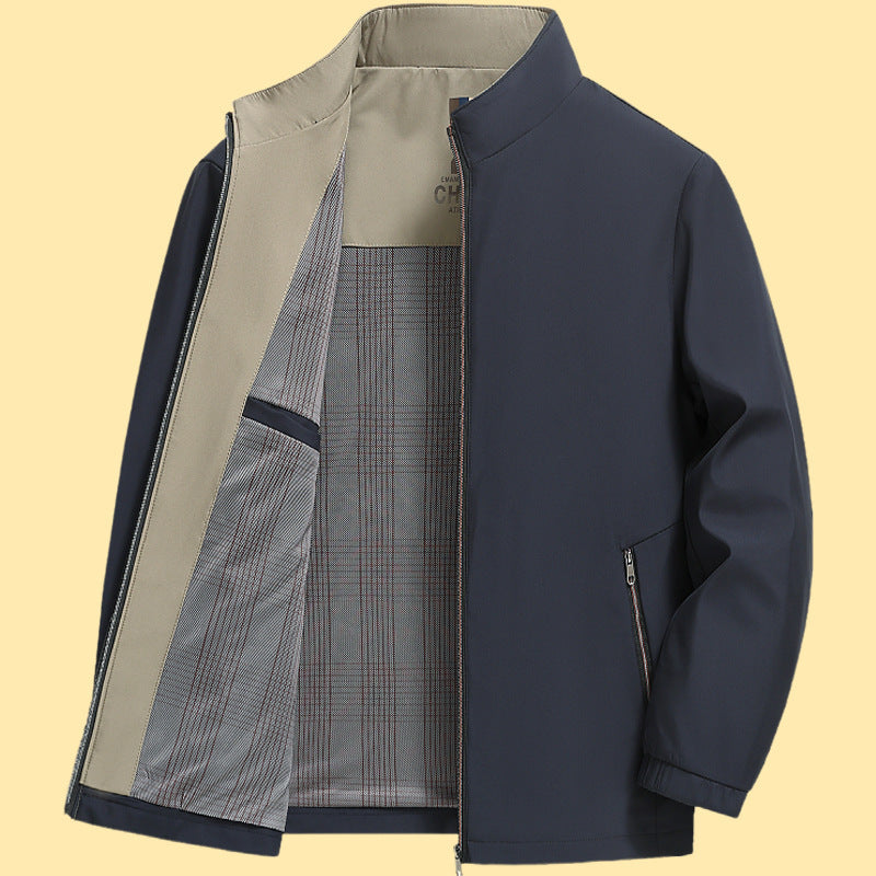 Street-Wave Mens Stylish Lightweight Casual Jacket With Stand Collar For Modern Everyday Wear