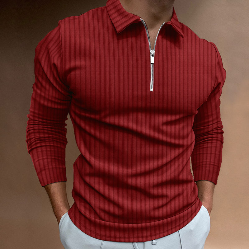 Streetwave Mens Zip Polo Shirt With Stripes Modern Comfortable Polo For Fashion Forward Men