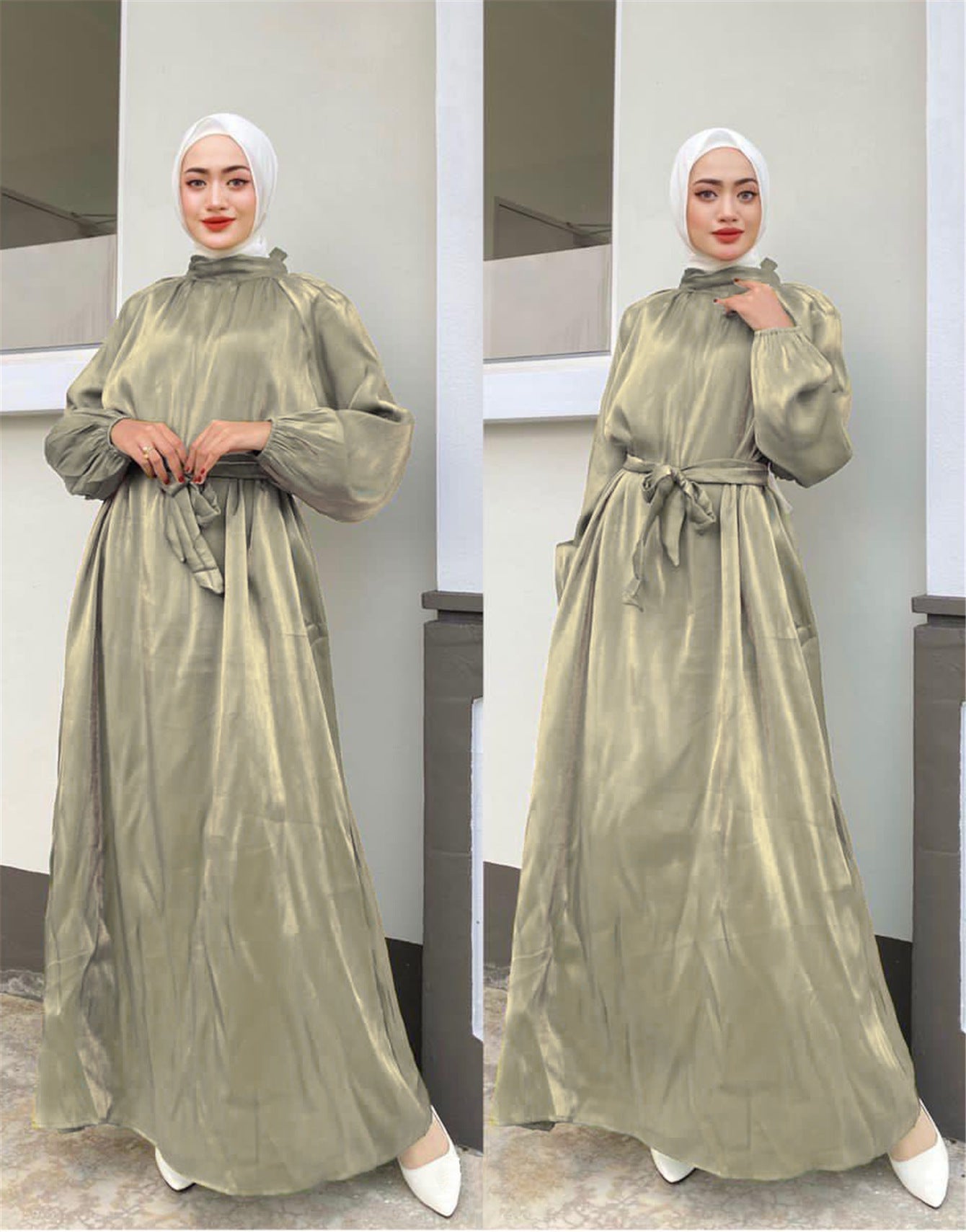 Street Wave Women Elegant Long Sleeve Dress With Waist Belt Flattering Flowing Silhouette