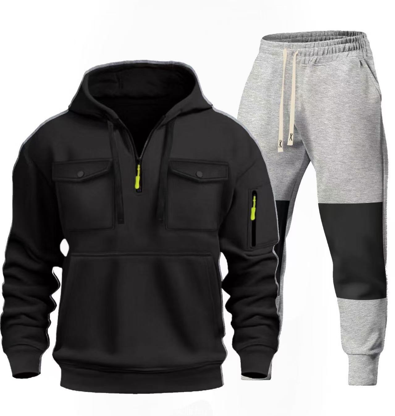 Street-wave Mens Functional Sweatshirt And Jogger Set For Active Comfort And Style