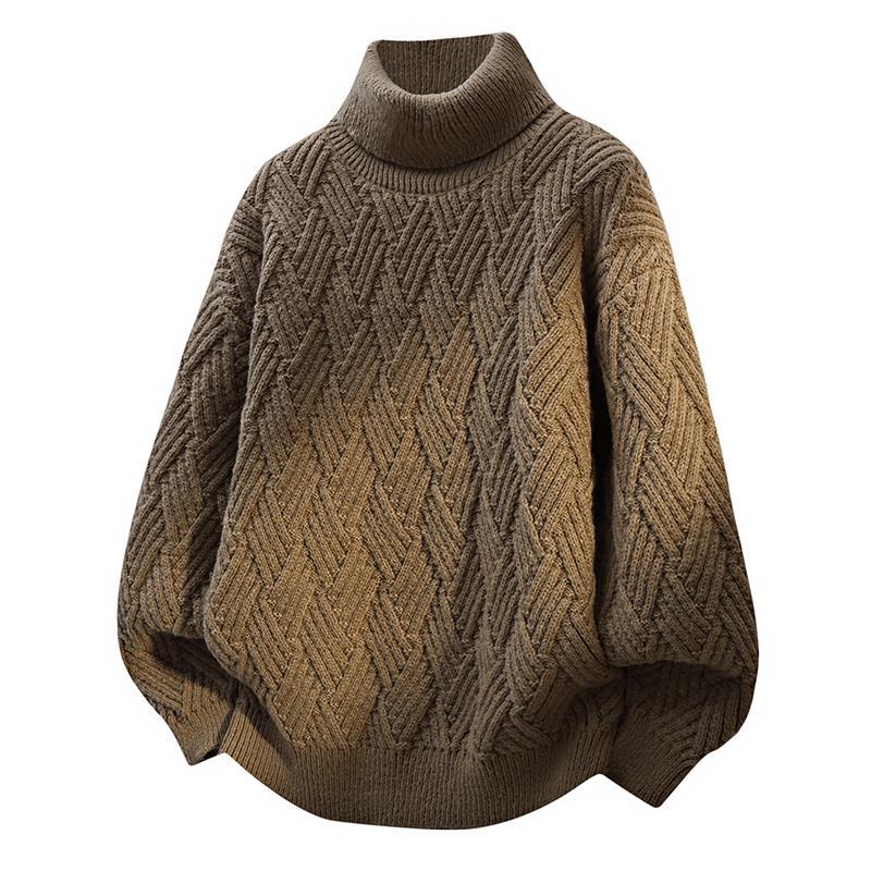 Streetwave Women Oversized Turtleneck Sweater With Structured Cable Knit For Warm Comfort