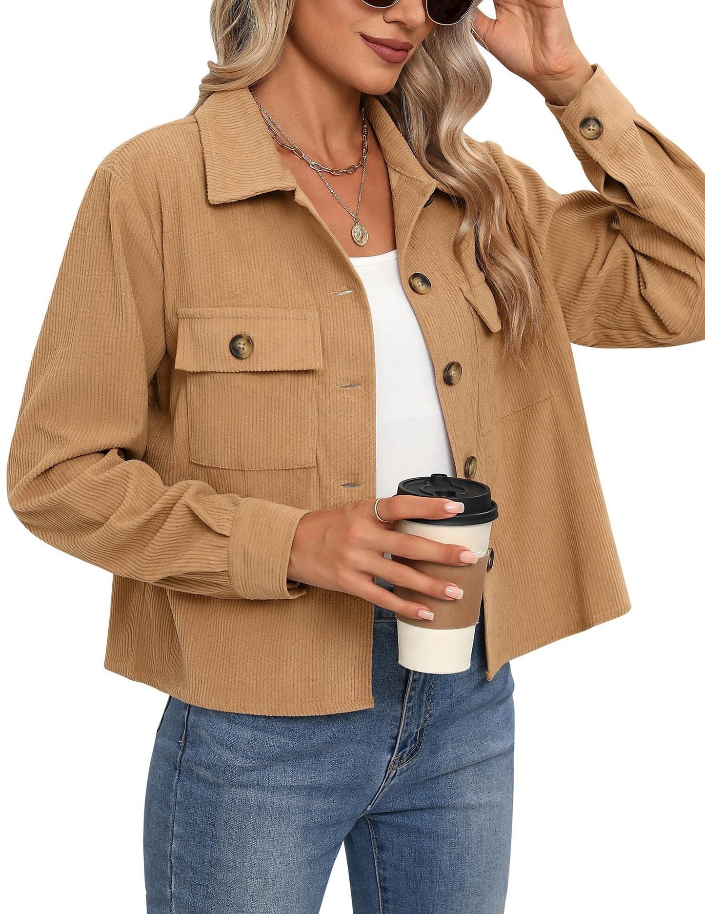 Streetwave Women Corduroy Jacket With Two Chest Pockets Chic Cozy Everyday Essential