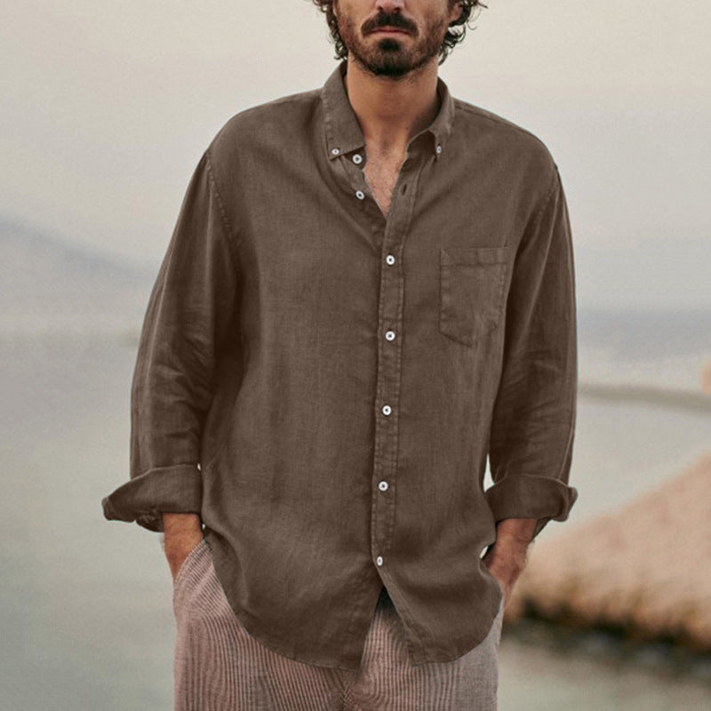 Street Wave Mens Lightweight Linen Shirt Breathable Summer Comfort For Stylish Men