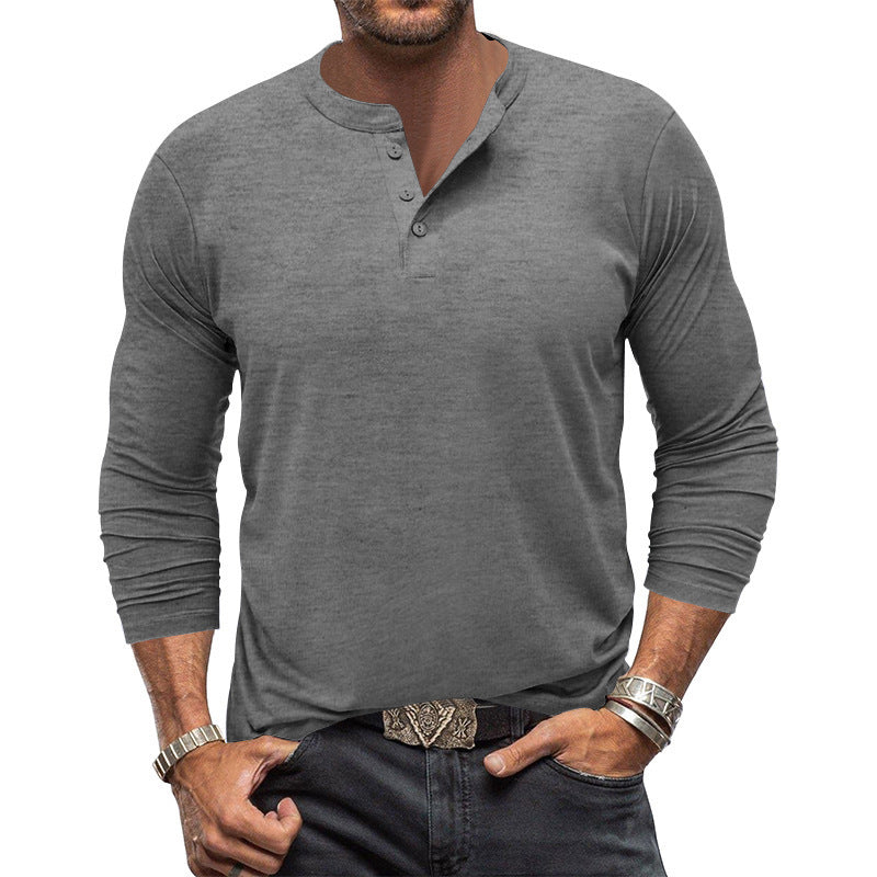 Street Wave Mens Long Sleeve Henley Shirt With Placket Timeless Comfort And Versatility