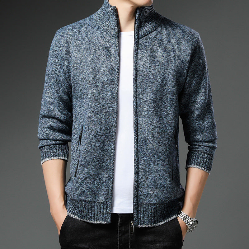 Men's Fleece Jacket Street-Wave High Collar With Zip Pockets For All-Season Warmth And Comfort