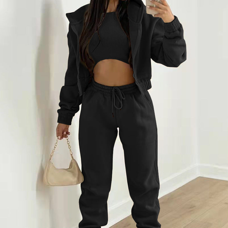 Street-wave Cozy Short-Top Lounge Set For Women Matching Joggers Trendy Comfort Everyday