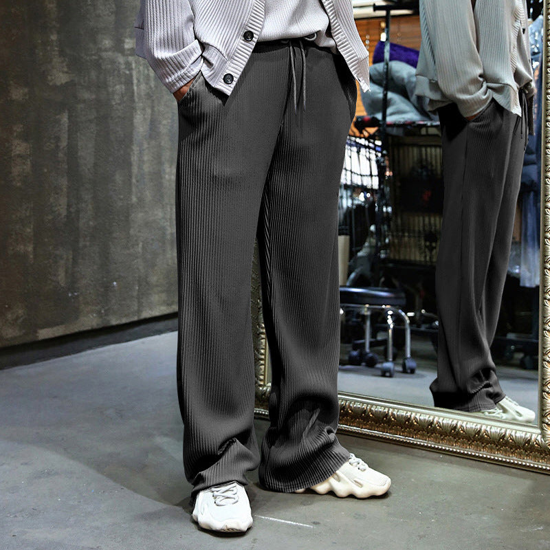Street-Wave Mens Active Ribbed Training Pants With Adjustable Waistband And Side Pockets