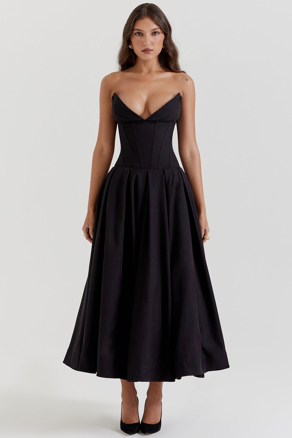 Street Wave Strapless Lavender Evening Dress With Fitted Waist A Line Silhouette For Elegant Women