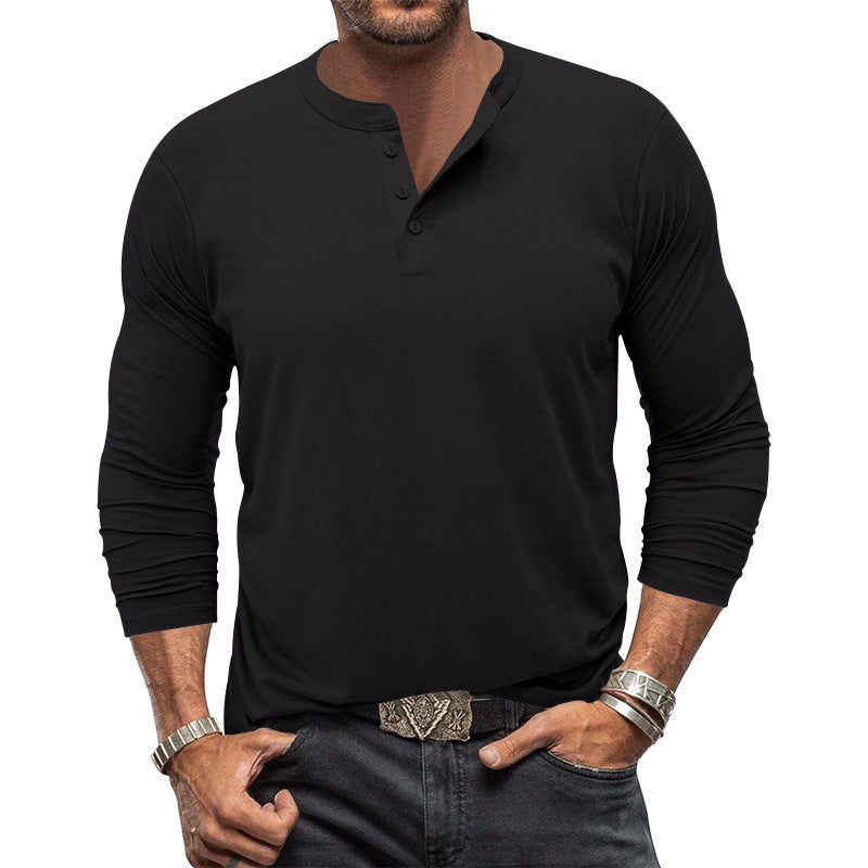 Street Wave Mens Long Sleeve Henley Shirt With Placket Timeless Comfort And Versatility