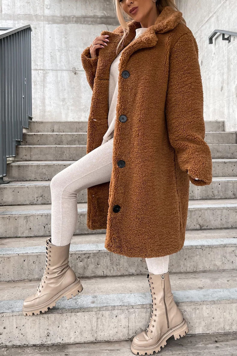 Street Wave Long Teddy Coat For Women Warm Plush Winter Outerwear With Luxe Comfort