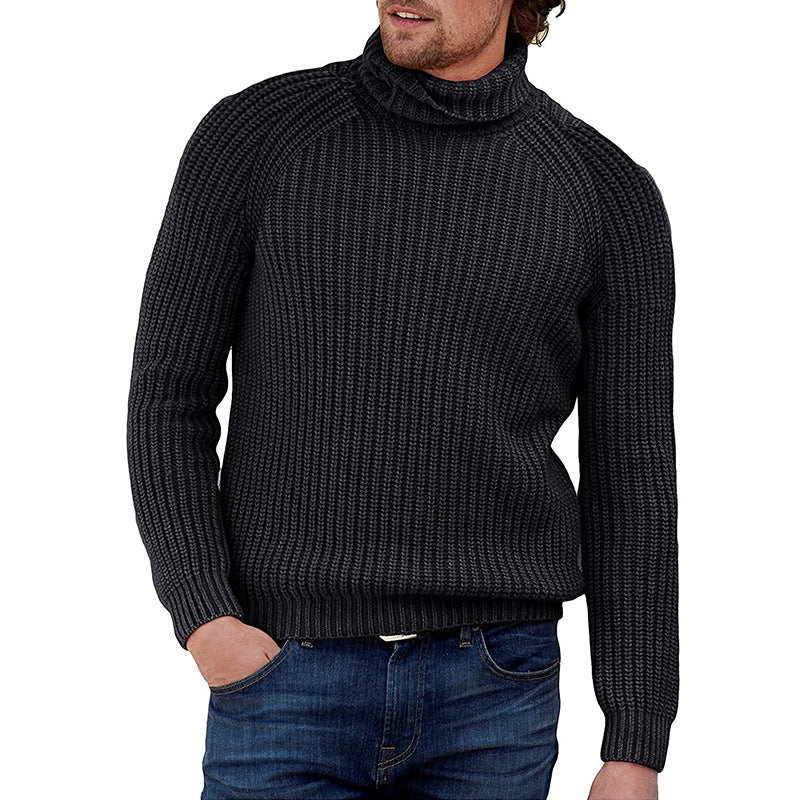 Street Wave Mens Chunky Knit Turtle Neck Sweater Premium Warmth For Cold Weather