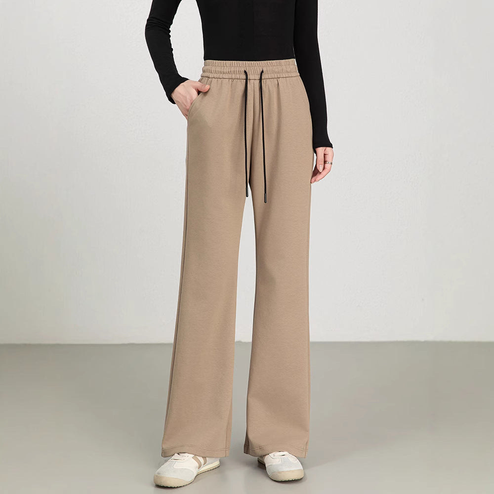 Street-Wave Womens High Waist Wide Leg Cotton Blend Pants With Drawstring