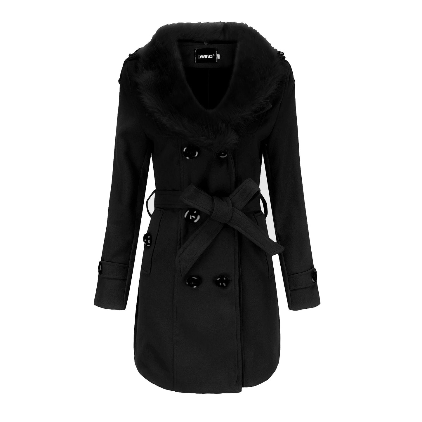 Women Trench Coat With Faux Fur Collar Waist Belt By Streetwave Water Repellent Luxury