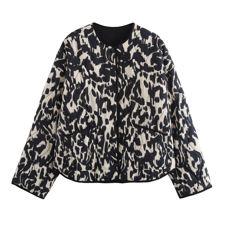 Street Wave Leopard Print Teddy Fleece Jacket For Women With Stand Collar And Practical Pockets