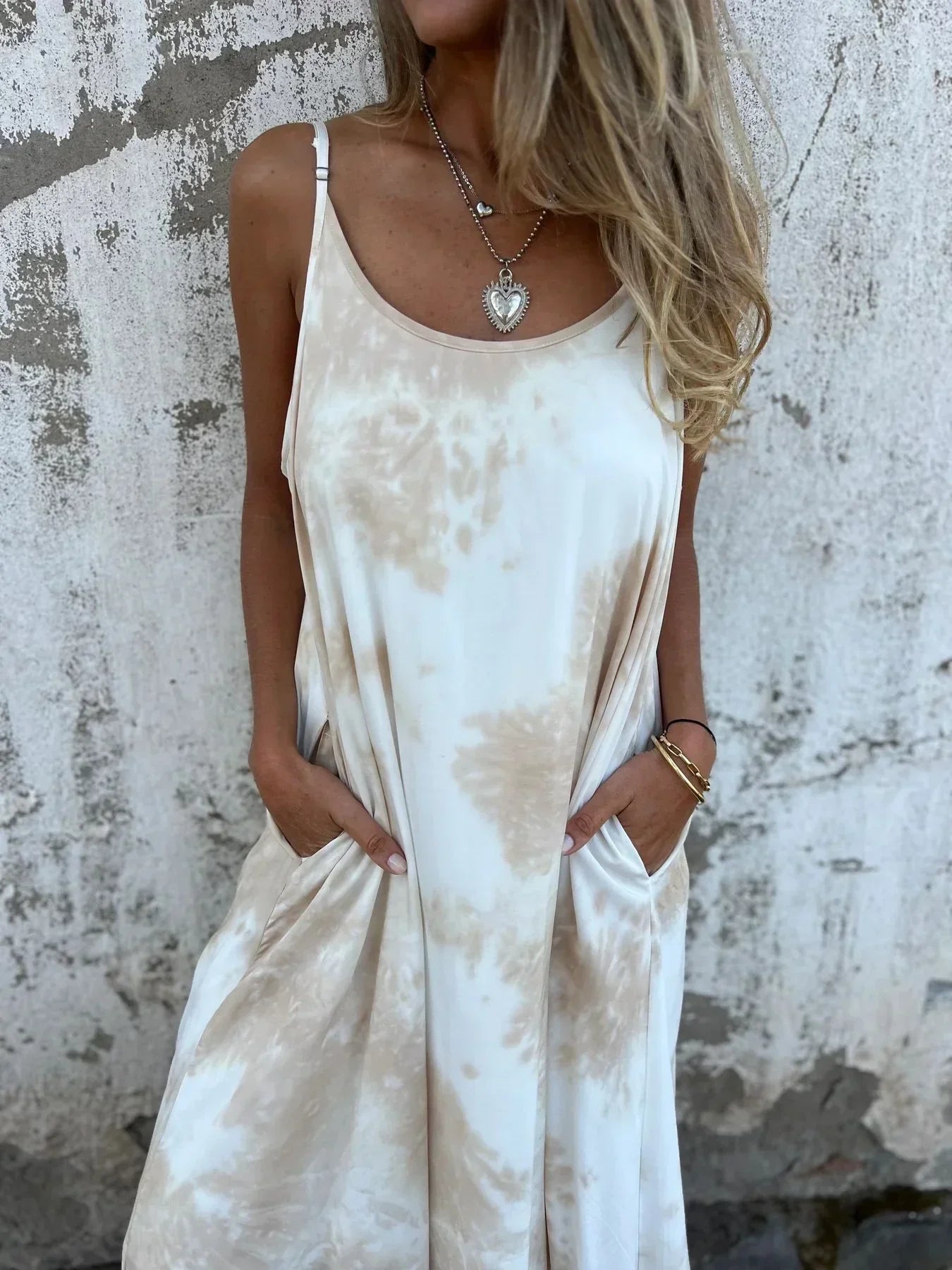 Street Wave Women's Maxi Dress Tiger Print Breathable Pockets Adjustable Straps