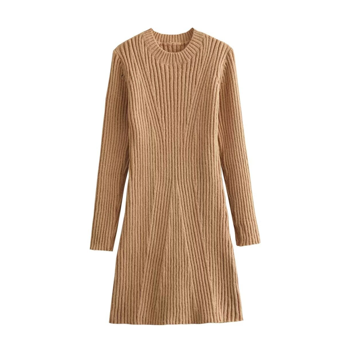 Street Wave Womens Knit Dress With Modern Rib Design Elegant Versatile Office To Weekend Wear