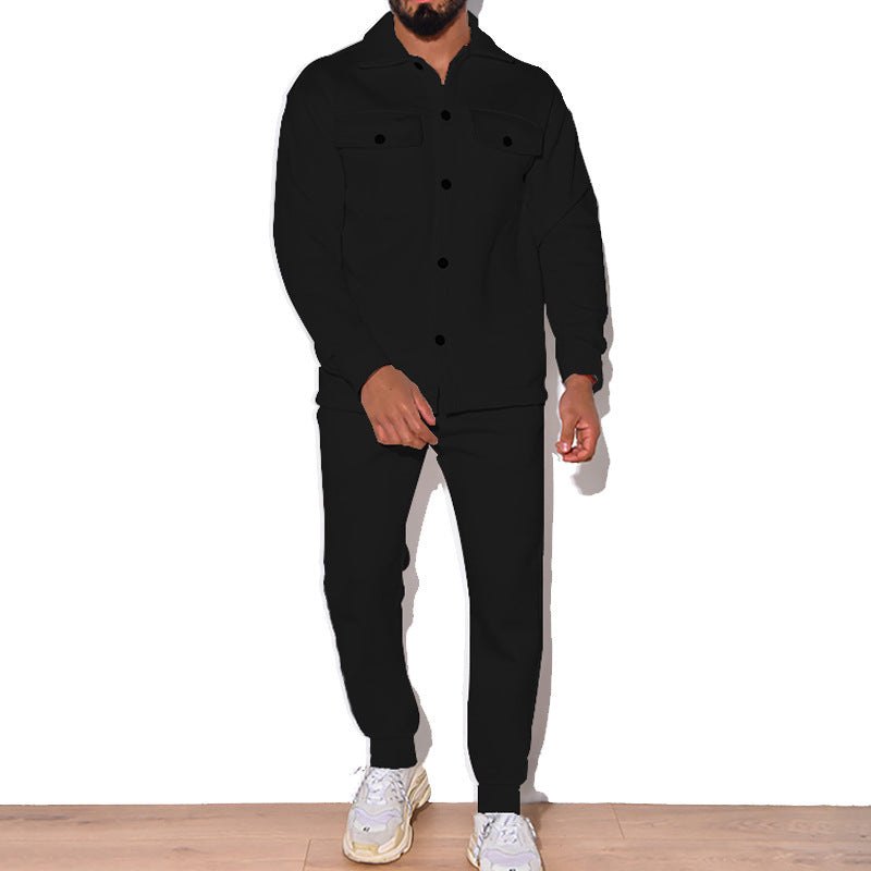 Mens Casual Shirt And Jogger Set Street Wave Comfortable Weekend Outfit For Men Everyday Comfort