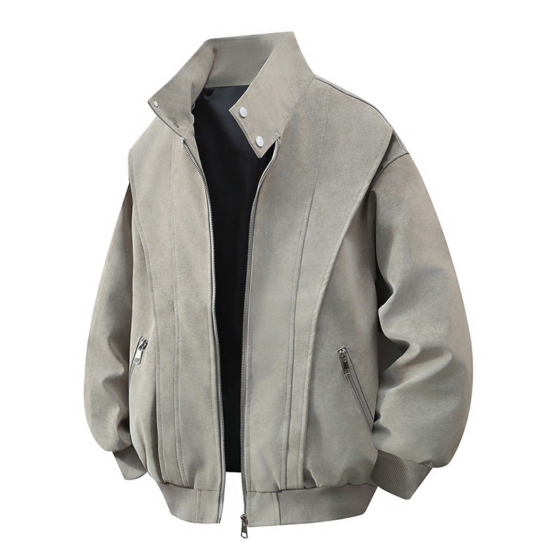 Street-wave Womens Designer Transitional Jacket With High Collar And Zip Pockets For Everyday Wear