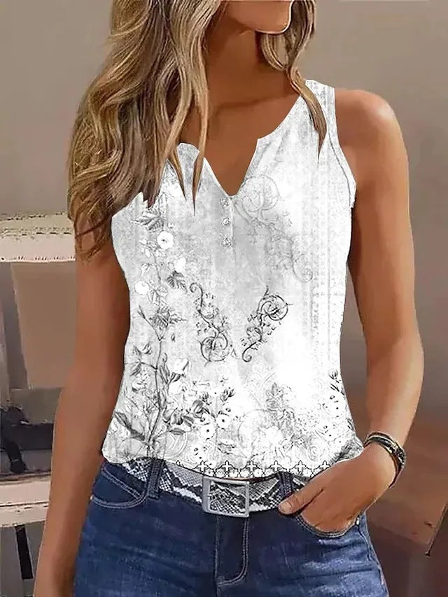 Street-wave Elegant Sleeveless Top With Floral Accents For Women Soft High Quality Fabric Chic Everyday Wear