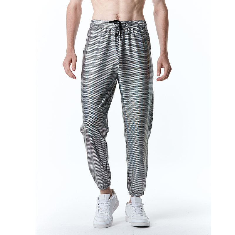 Streetwave Futuristic Mesh Pants For Men Metallic Look Breathable Streetwear Style Trendsetter