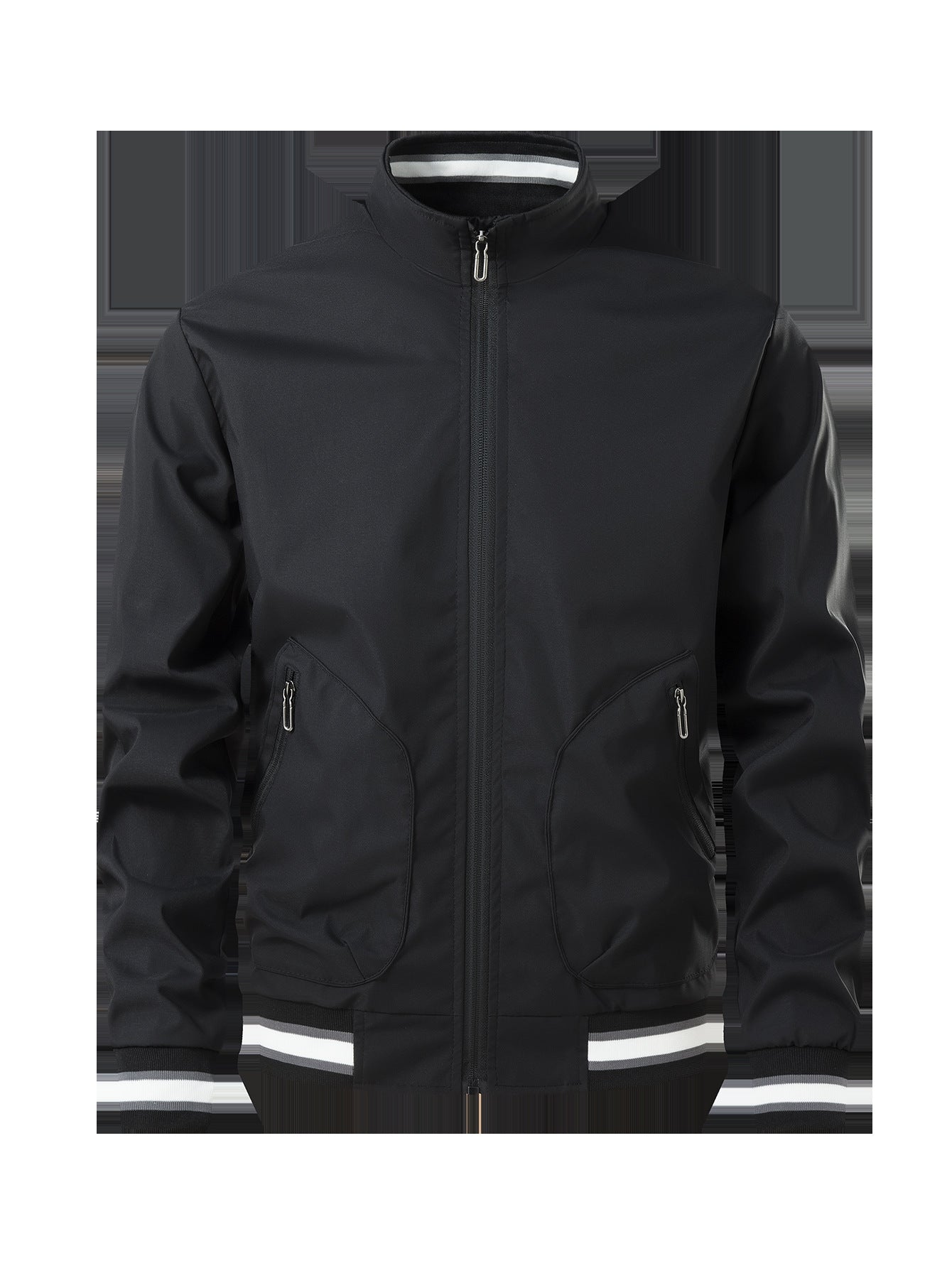 Street Wave Men's Sporty Transitional Jacket With High Collar And Zip Pockets Versatile Everyday Outerwear