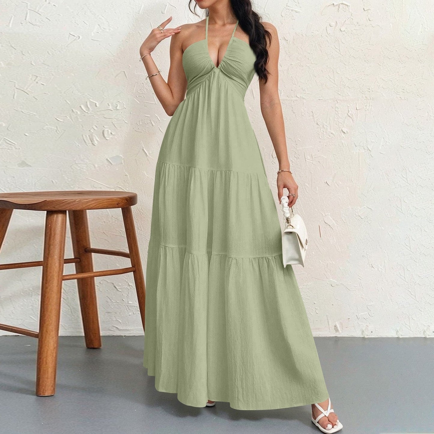 Streetwave Womens Maxi Dress Flowing Silhouette With Deep V Neck For Women Elegant Summer Look