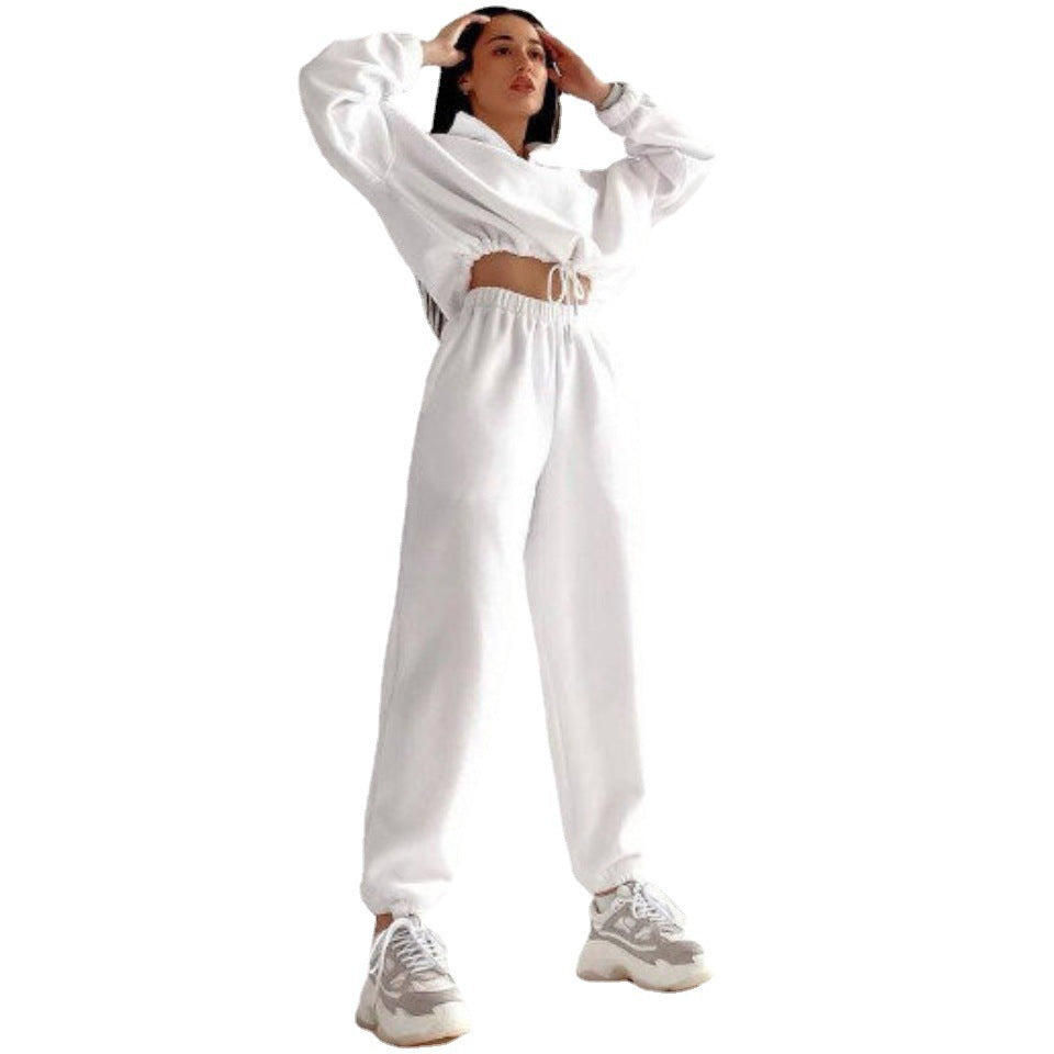 Street Wave Womens Fleece Jogging Set With Short Zip Hoodie Cozy Warm Casual Wear