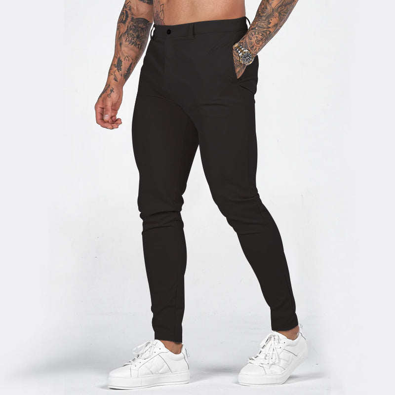 Street-Wave Mens Elegant Slim-Fit Chinos With Elastic Waistband And Handy Pockets