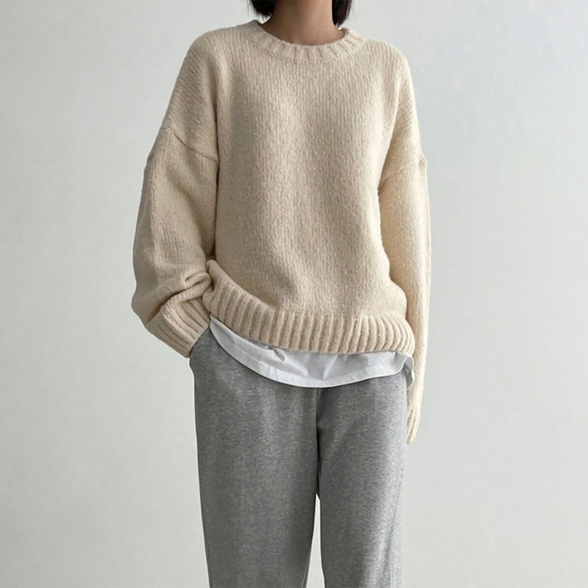 Street-Wave Oversized Knit Pullover For Women Cozy Warmth And Autumn Style In Soft Texture