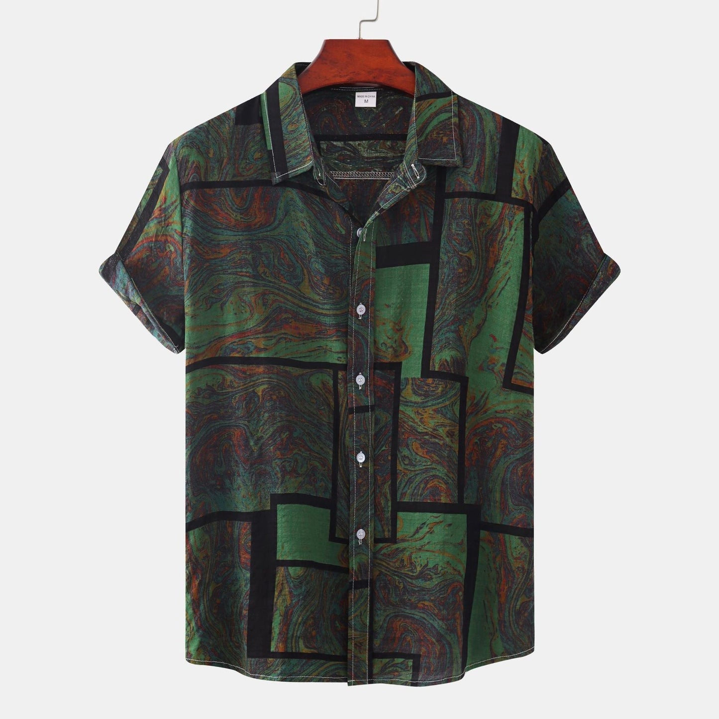 Mens Short Sleeve Marble Pattern Shirt Streetwave Breathable Lightweight Summer Wear For Men