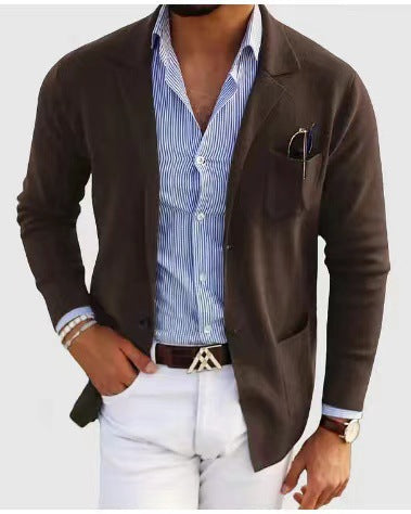 Streetwave Mens Breathable Knit Cardigan With Subtle Design And Practical Pockets For Professionals