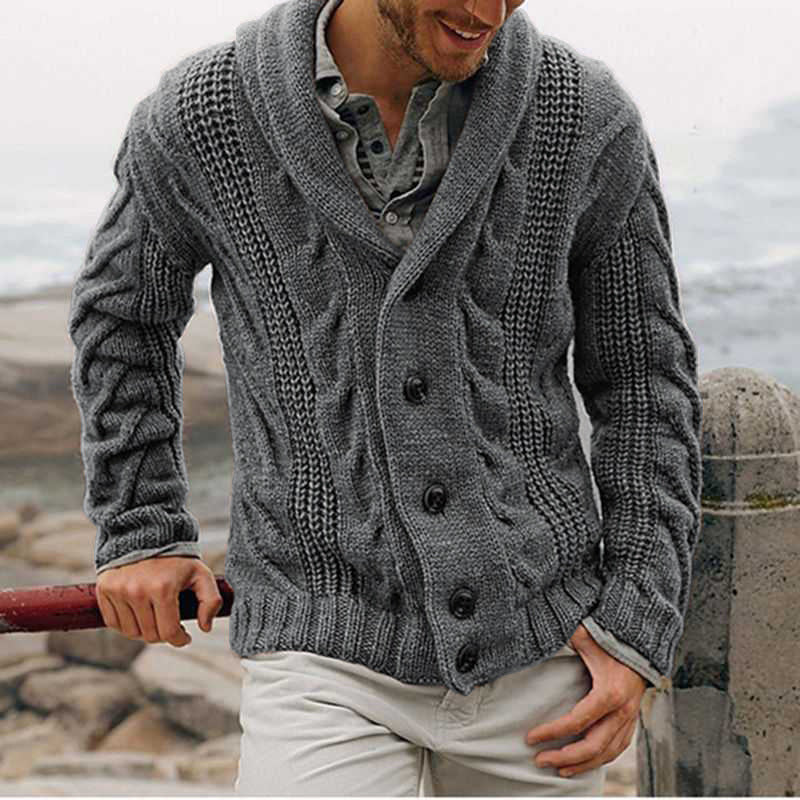 Mens Cable Knit Cardigan With High Collar Streetwave For Modern Style And Warmth