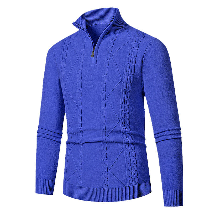 Street-wave Mens Cable Knit Sweater With Stand Collar For Men Cozy Warmth And Style