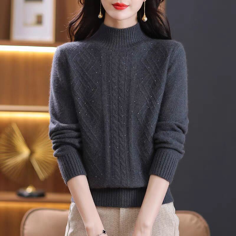 Street-wave Womens Cable Knit Turtleneck Sweater Warm Ribbed Cozy Knit For Women