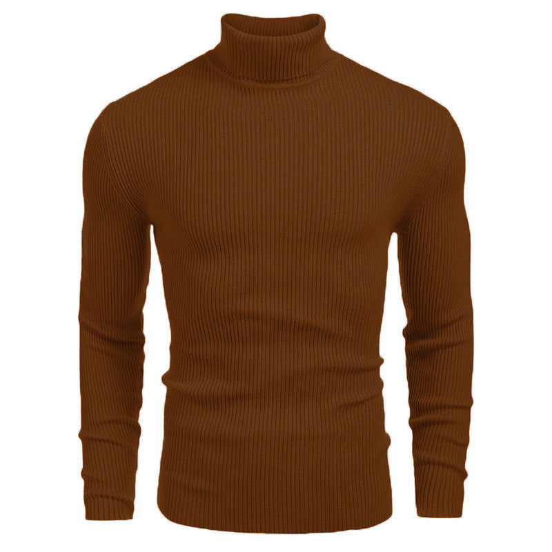 Street-Wave Men's Fine Rib Knit Rollneck Sweater Soft Warm Turtleneck for Everyday Style