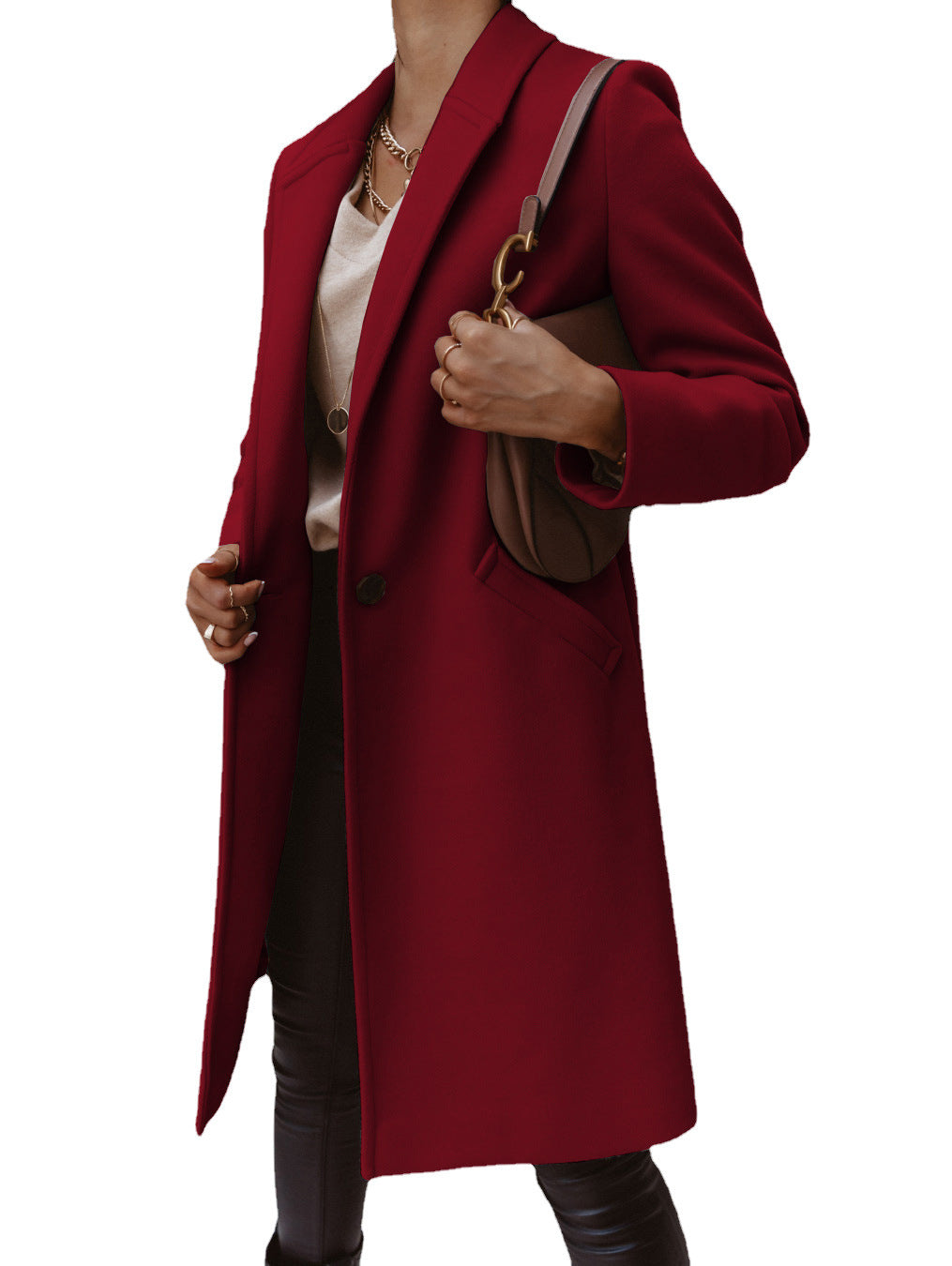 Streetwave Women Wool Coat With Slim Silhouette And Practical Pockets For Elegant Warmth