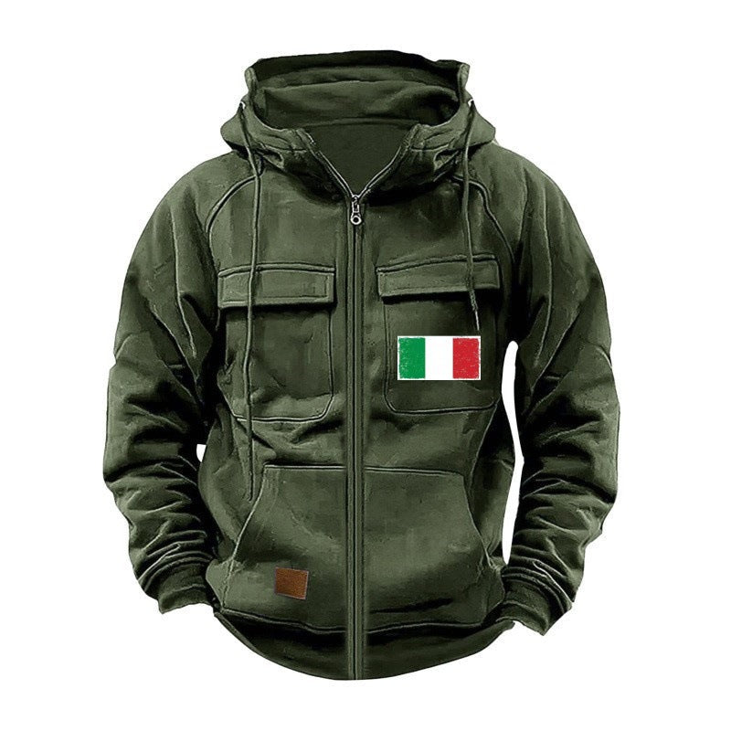 Street-wave Men's Stylish Hooded Jacket With Practical Pockets And Adjustable Collar