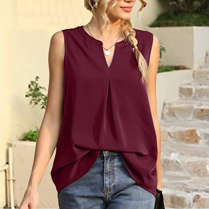 Street-Wave Women's Sleeveless Top With V-Neck Breathable Chic Effortless Fit For Summer