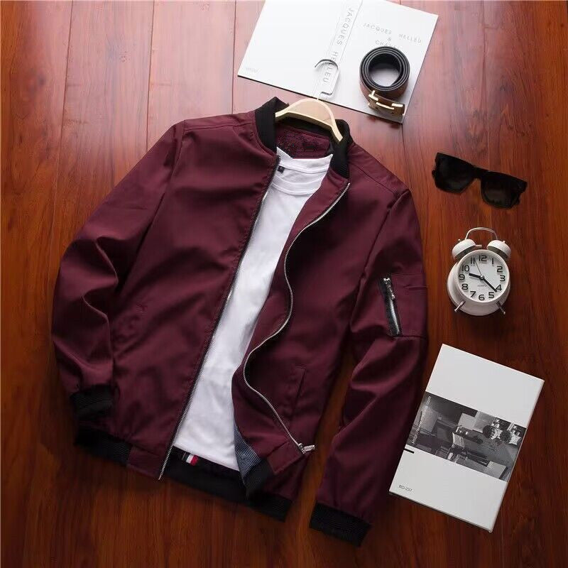 Mens Modern Bomber Jacket With Practical Pockets And Elastic Cuffs Streetwave Everyday Urban Wear