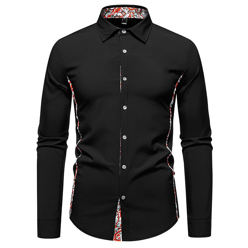 Mens Floral Long Sleeve Shirt Street-Wave Modern Fit Cotton Comfort For Stylish Everyday Wear